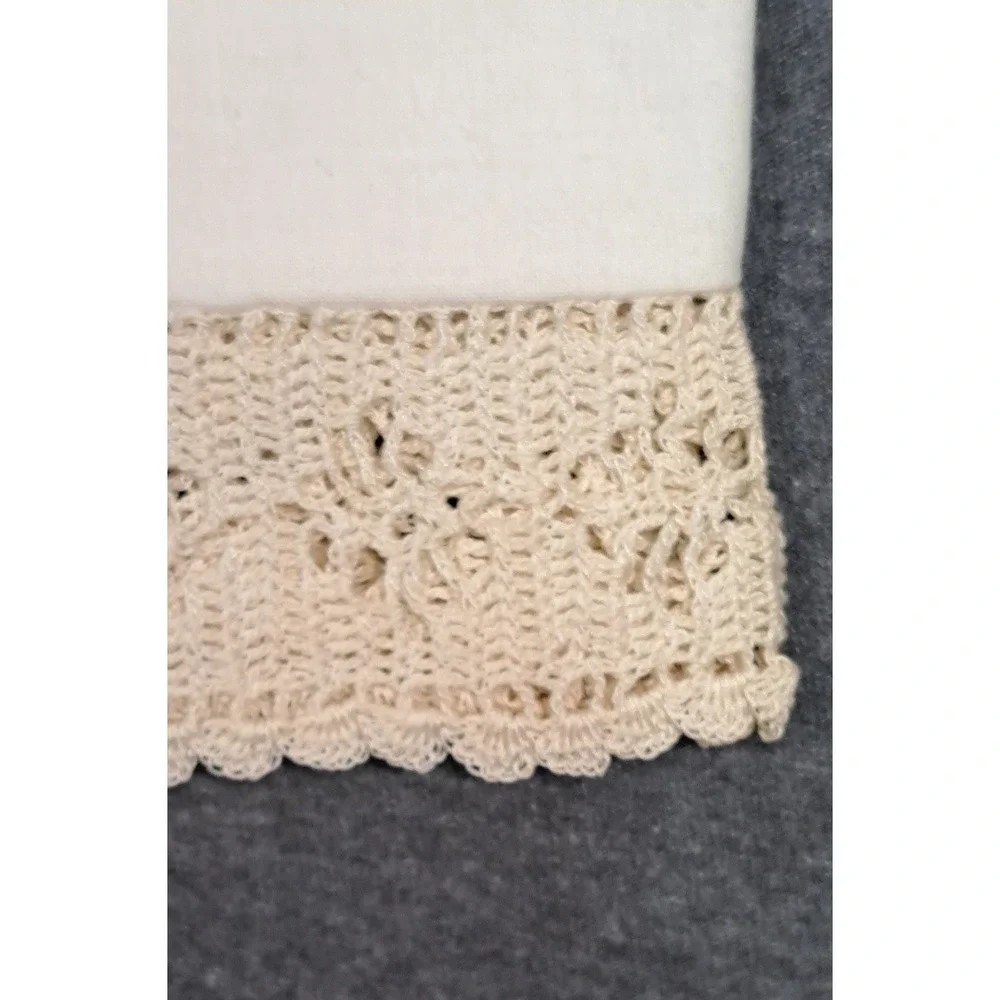 Vintage White Cotton Pillowcase Pair Handmade Crochet Lace Trim Victorian Style